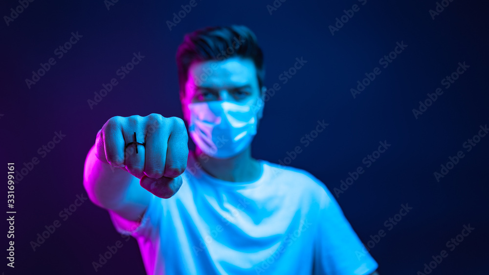 Man wearing mask to protect from viruses Man wearing mask to protect from viruses