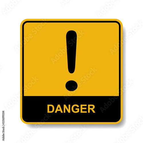 Yellow warning sign , danger , vector.