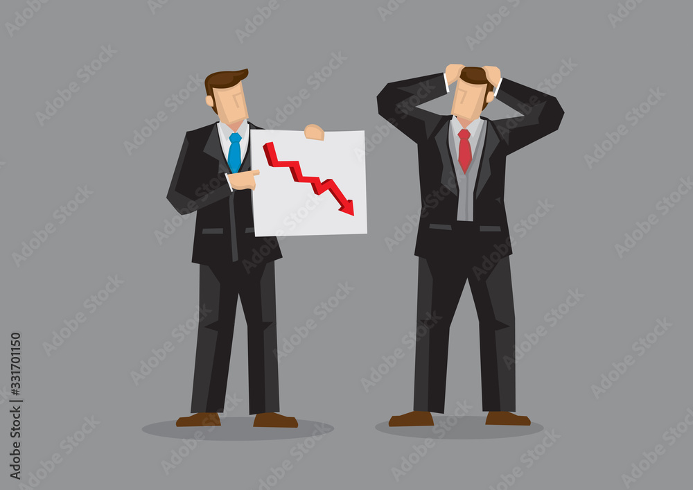 Businessmen Feel Stressful Over Declining Business Cartoon Vector Illustration Businessmen Feel Stressful Over Declining Business Cartoon Vector Illustration