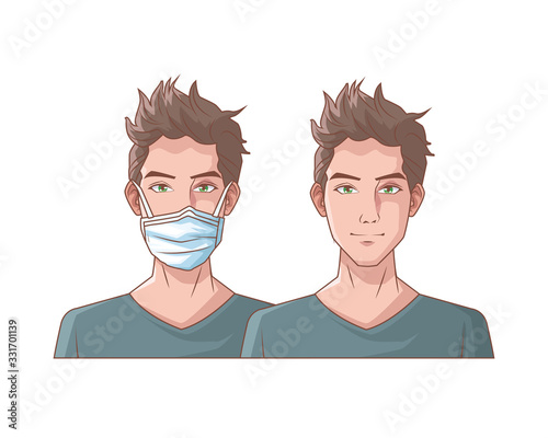 young men with mouth cap medical accessory