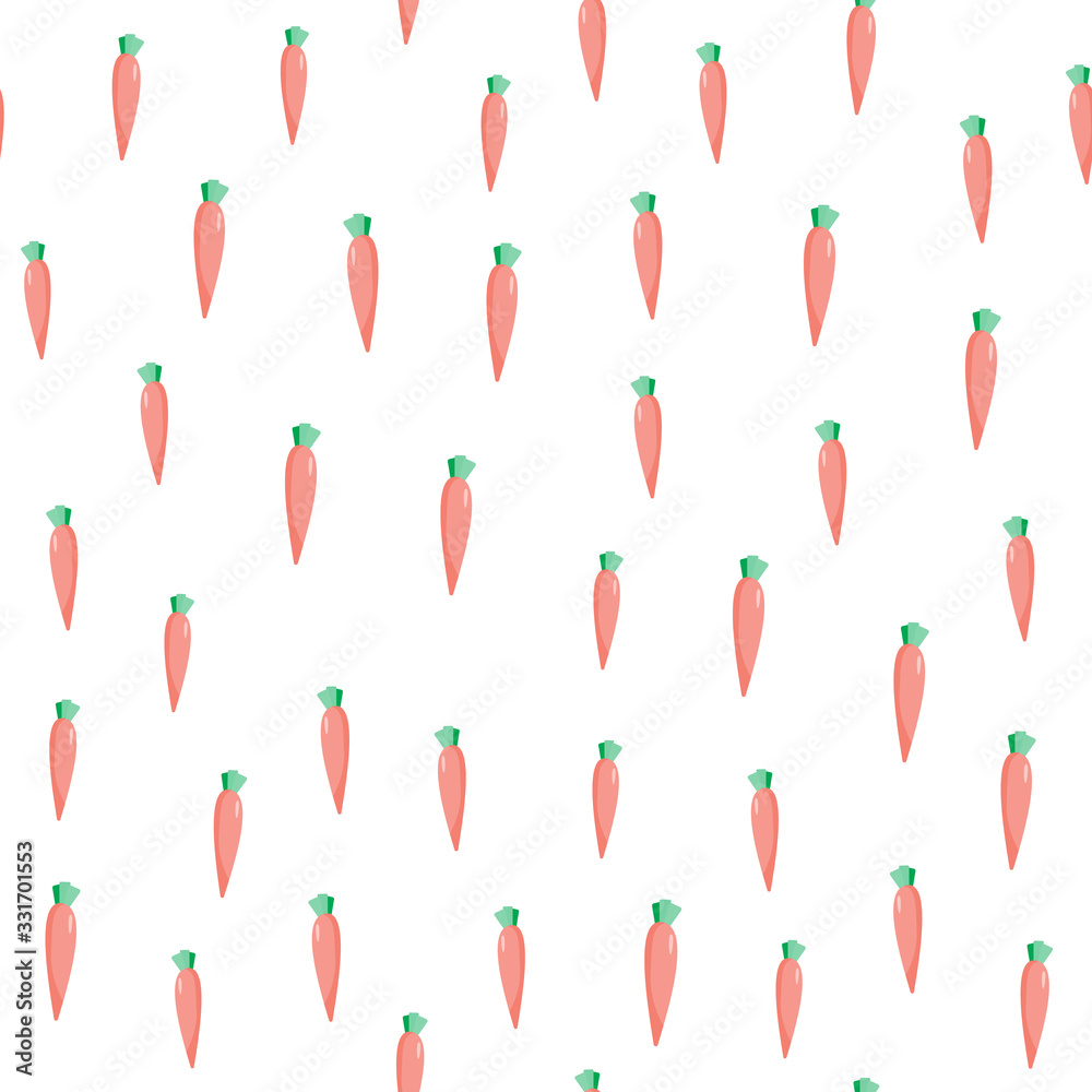Geometric orange carrot seamless pattern on white background. Botanical wallpaper. Geometric orange carrot seamless pattern on white background. Botanical wallpaper.