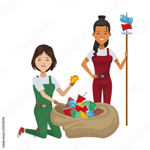 environmentalist women recycling avatars characters