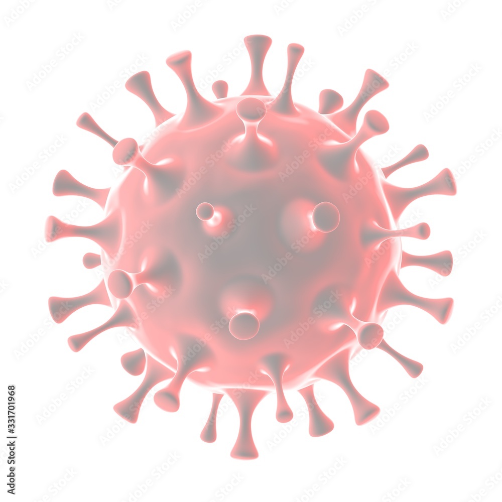 3d rendering of virus, magenta red, isolated