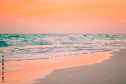 Amazing beautiful sunset on an exotic caribbean beach