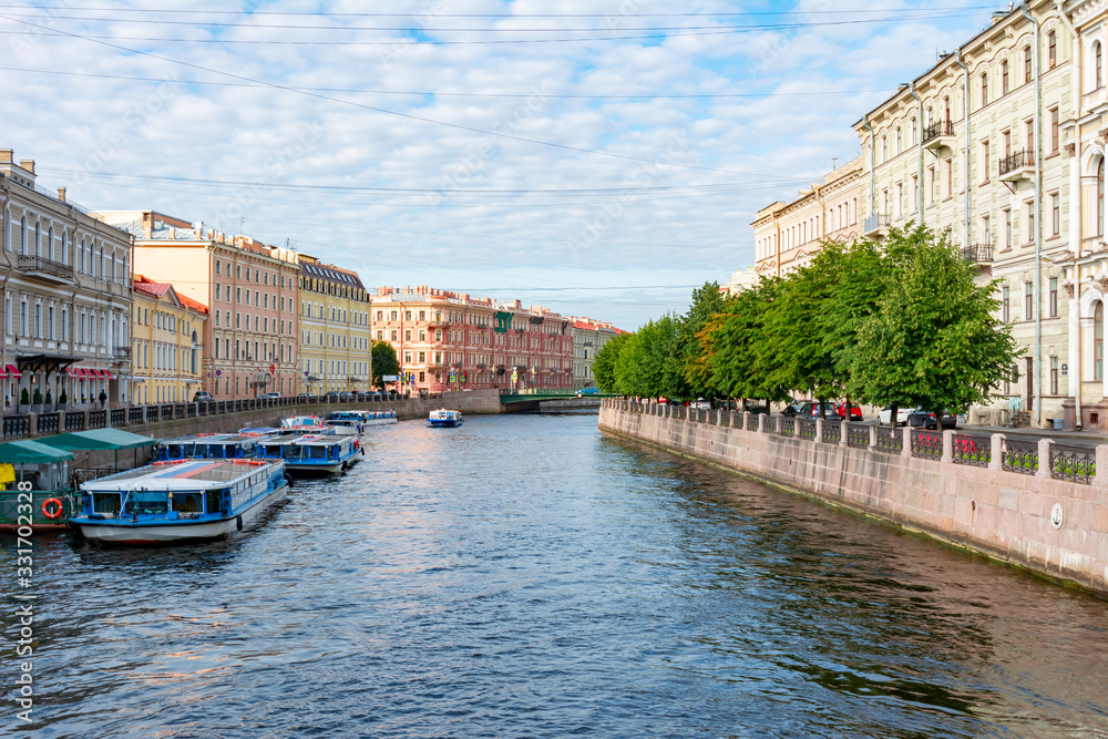 Obraz premium Fontanka river in summer, Saint Petersburg, Russia