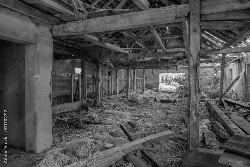 Ruine, Alt, Haus, heruntergekommen, Stall, lost place