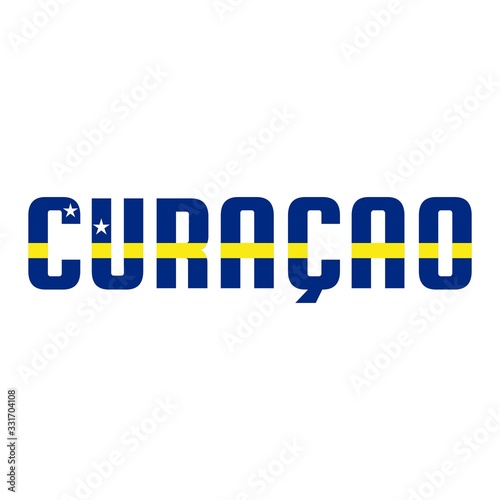 Where is curacao located. National flag text. Vector illustration
