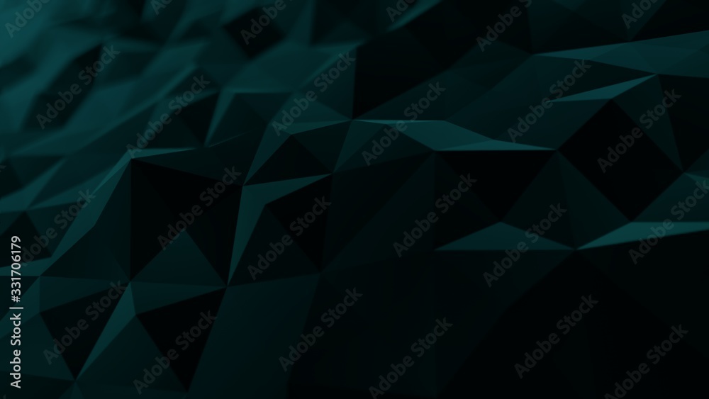 Obraz premium Dark blue green abstract background wallpaper low poly triangles geometric shapes. romantic mood backdrop texture design render
