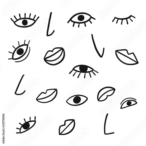 фотографія Hand drawing eye, nose.