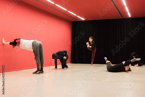 People stretching in dance class