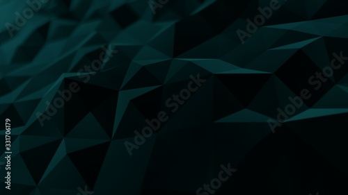 Dark blue green abstract background wallpaper low poly triangles geometric shapes. romantic mood backdrop texture design render