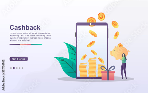 Cashback concept with people character premium vector