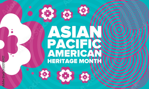 Asian Pacific American Heritage Month. Celebrated in May. It celebrates the culture, traditions and history of Asian Americans and Pacific Islanders in the United States. Poster, card, banner. Vector