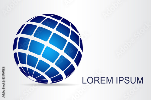 Abstract technology logo stylized spherical surface with abstract shapes. This logo is suitable for global company, world technologies, media and publicity agencies