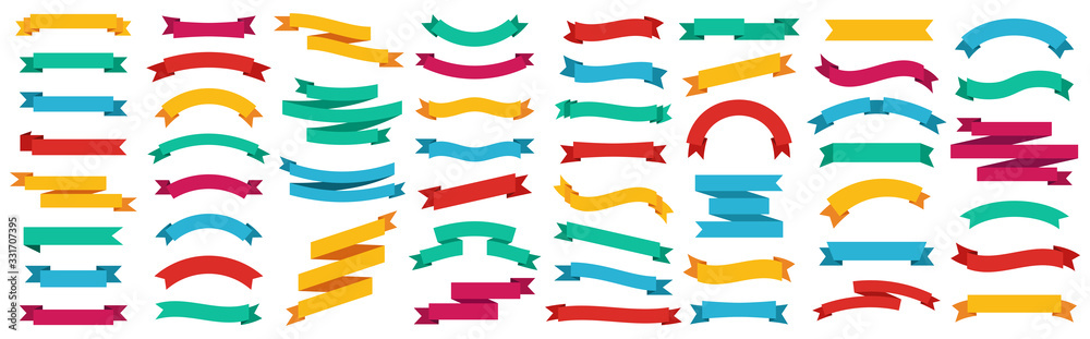 Different ribbons banners collection. Vector illustration