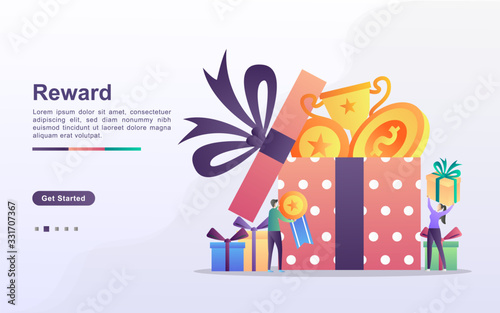 Reward concept with people character premium vector