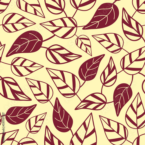 Vector abstract seamless pattern with wrapped ivy leaves