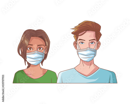 young couple with mouth cap medical accessory
