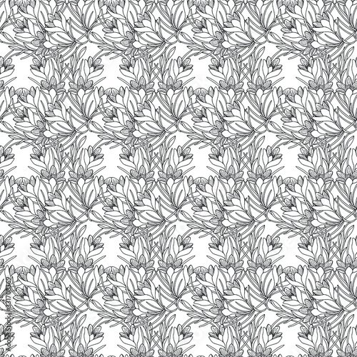 crocus flowers seamless pattern. eps 10 vector stock illustration.