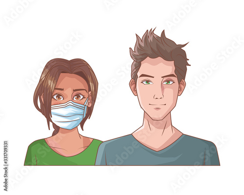 young couple with mouth cap medical accessory