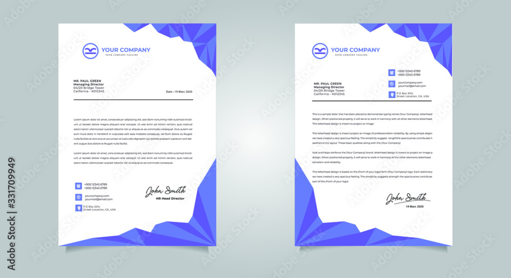 Business Letterhead template with modern abstract design vector Illustration EPS 10