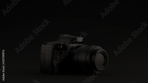 Black Digital DLSR Camera Black Background 3d illustration 3d render