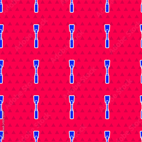 Blue Leather whip icon isolated seamless pattern on red background. Fetish accessory. Sex toy for adult. Vector Illustration