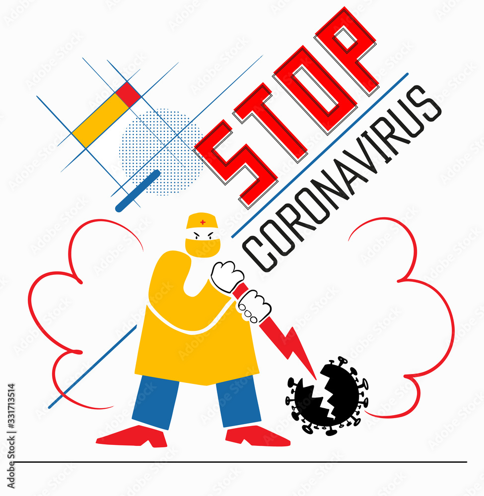 Fototapeta premium Stop Coronavirus, 1920-s style banner