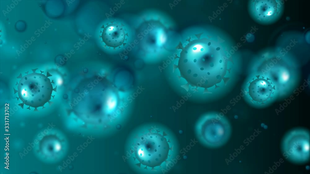 Dark blue abstract bokeh motion background with COVID-19 bacteria cells. Seamless looping. Video animation Ultra HD 4K 3840x2160 Dark blue abstract bokeh motion background with COVID-19 bacteria cells. Seamless looping. Video animation Ultra HD 4K 3840x2160