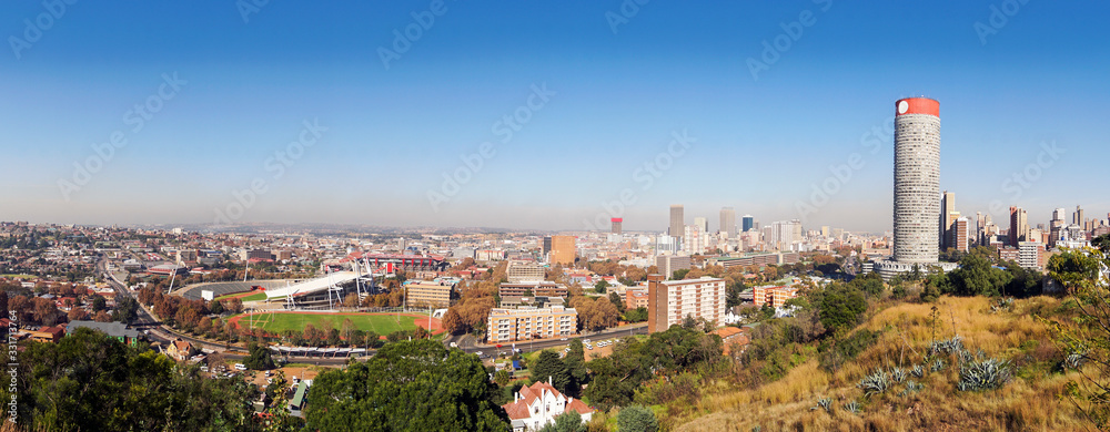 Fototapeta premium Panoramic view of Johannesburg, South Africa