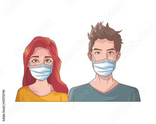 young couple with mouth cap medical accessory
