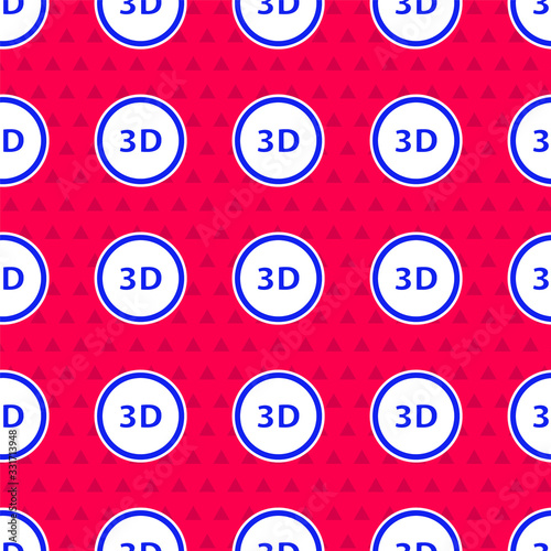 Blue 3D word icon isolated seamless pattern on red background. Vector Illustration