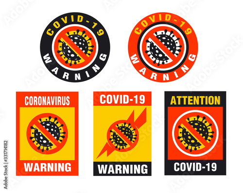 Sticker Сoronavirus COVID-19 warning attention