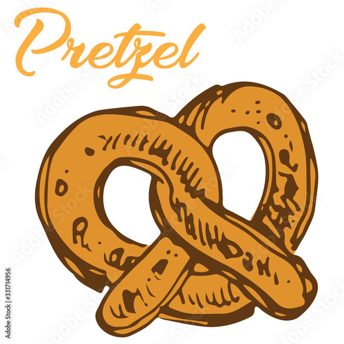 Vector illustration of pretzel salty pastry
