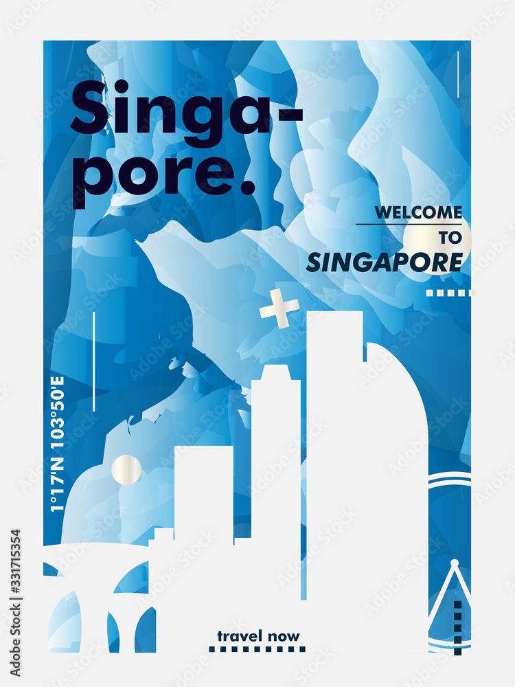 Singapore skyline city gradient vector poster