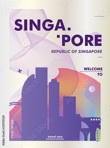 Singapore skyline city gradient vector poster