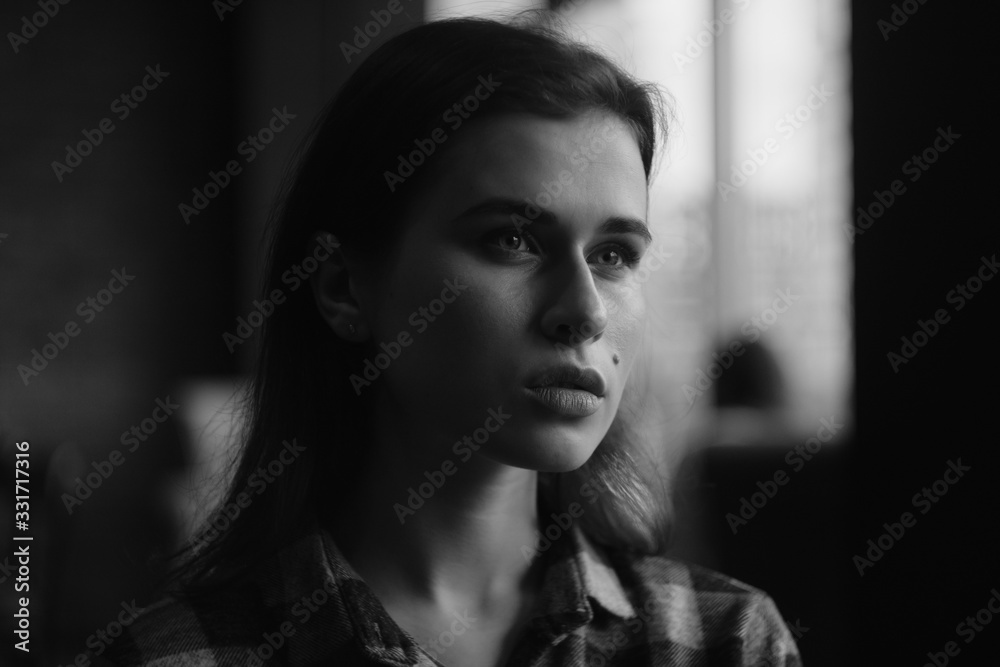 black and white portrait of young girl black and white portrait of young girl