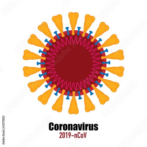 Coronavirus 2019-nCoV. Corona virus icon. Full Color Coronavirus in white background isolated. China pathogen respiratory infection (asian flu outbreak). influenza pandemic.