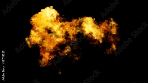 Large Fire Flame Isolated On Black Background