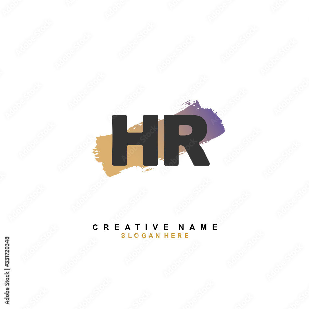  H R HR Initial logo template vector. Letter logo concept