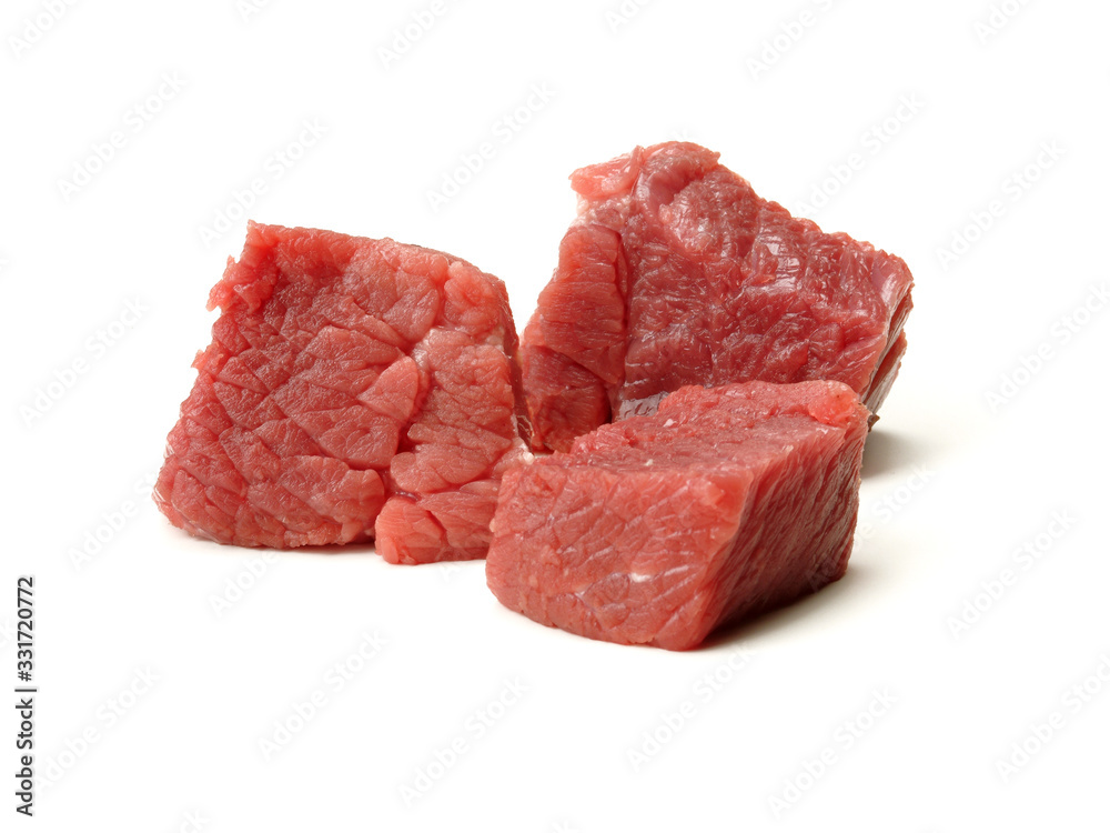 Beef Tenderloin Chunks - Isolated on White Background Beef Tenderloin Chunks - Isolated on White Background