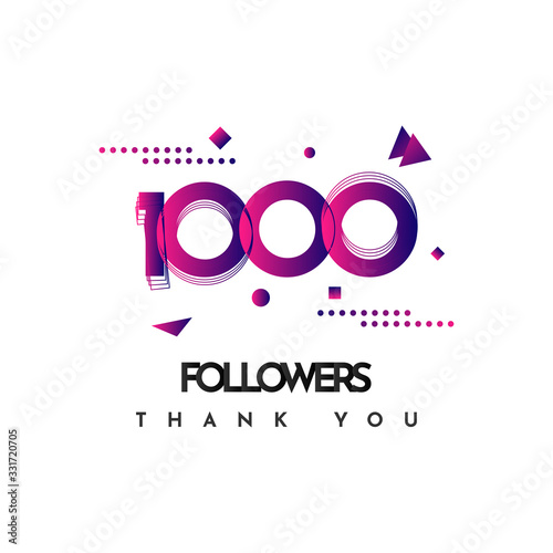Thank You 1000  Followers Celebration Vector Illustration Template Design