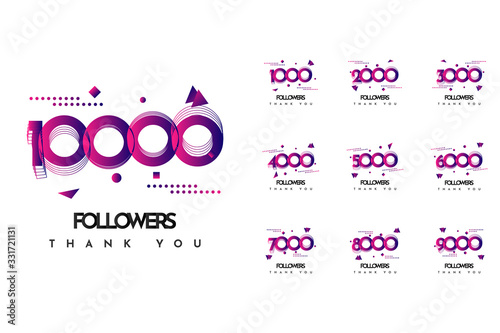 Thank You 1000 to 10000 Followers Celebration Vector Illustration Template Design