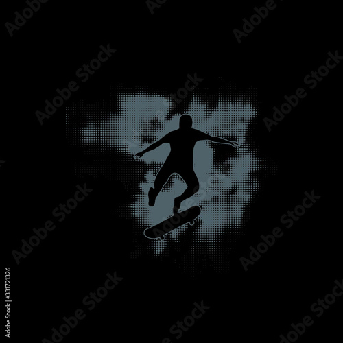 Skateboarder on gray grunge background. Vector illustration