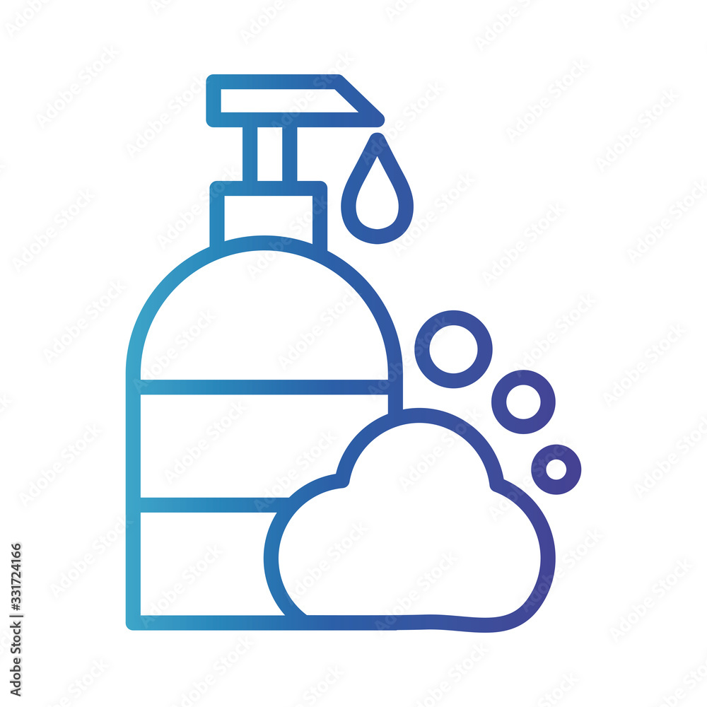 antibacterial soap bottle, gradient line style icon vector illustration design