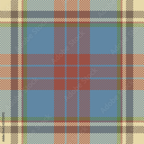 Pixel background vector design. Modern seamless pattern plaid. Square texture fabric. Tartan scottish textile. Beauty color madras ornament.