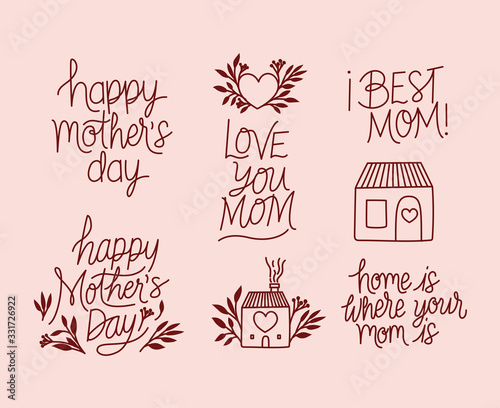 happy mothers day texts messages vector design