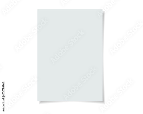 Vector paper format A4 size with realistic shadow. White blank page isolated on background. Mock up template.