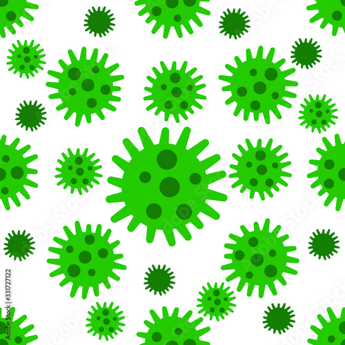Different Kinds of Viruses. Bacteria Biology Organisms Seamless Pattern. Virus Infection Ebola Epidemic Sick. Medical Genetics Bacteriological Microorganism. Flat Vector Illustration