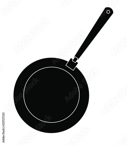 FrFrying pan icon. Isolated skillet black illustration. Frying pan logo concept. Vector silhouette icying pan icon. Isolated skillet black illustration. Frying pan logo concept. Vector silhouette icon